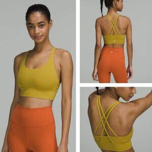 LULULEMON Energy Longline Bra Medium Support B–D Cups Size 2 Auric Gold